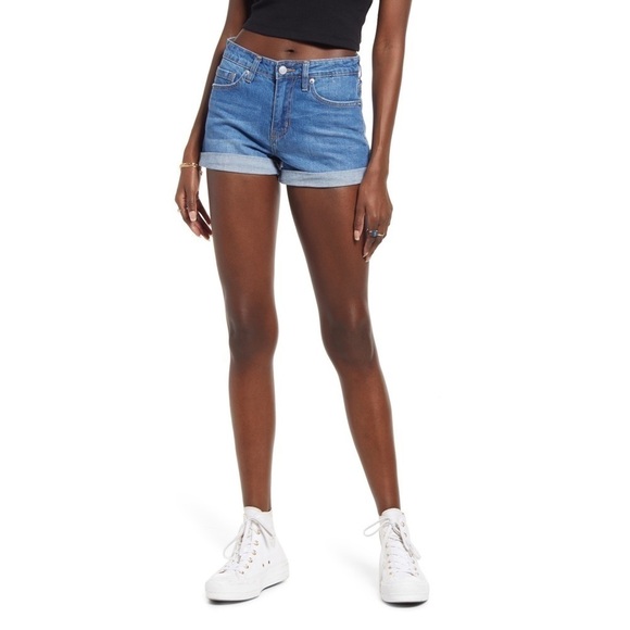Nwt | BP. Roll Cuff Stretch Denim Shorts in Authentic Blue Wash Size 30 - Picture 1 of 8